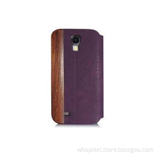 Natural Wood And Leather Samsung Galaxy S4 Folio Case , Per